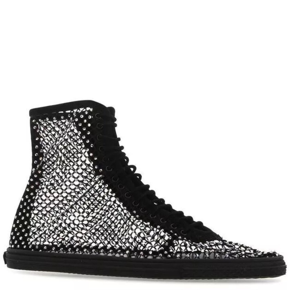 NWT Saint Laurent Rhinestone High-top Sneakers Black Size 38
